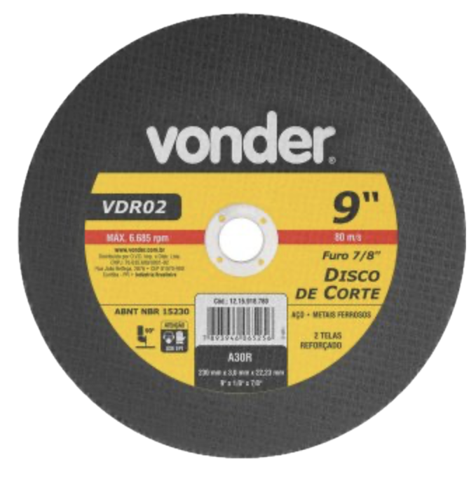 Disco de corte (9 x 1/8 x 7/8) VDR02 VONDER